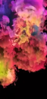 Vibrant colorful smoke wallpaper with pink, purple, and yellow blending.