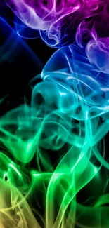 Colorful smoke art on a black background.