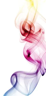 Vibrant colored smoke art on white background for mobile wallpaper.