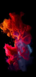 Colorful abstract smoky art on black background.