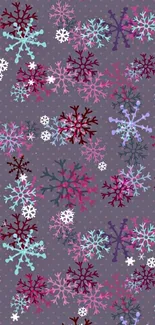 Colorful snowflake pattern on a gray background.