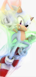 Sonic character in colorful, dynamic wallpaper with swirling effects.