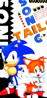 Colorful Sonic and Tails retro wallpaper with vibrant gaming design.