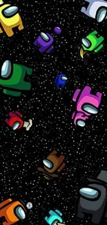 Colorful space game characters floating in a starry galaxy background.