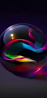 Vibrant multicolored sphere on dark background wallpaper.