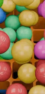 Abstract wallpaper with colorful spheres.