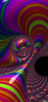 Vibrant colorful spiral abstract art wallpaper.