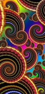 Colorful spiral abstract wallpaper with vibrant swirling patterns.