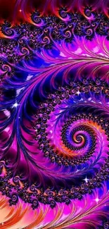 Colorful spiral art wallpaper with vibrant hues of purple, pink, and blue.