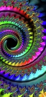 Colorful fractal spiral wallpaper with vibrant rainbow hues.