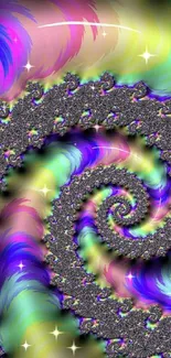 Vibrant and colorful spiral fractal art wallpaper.