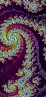 Colorful spiral fractal wallpaper with purple hues.