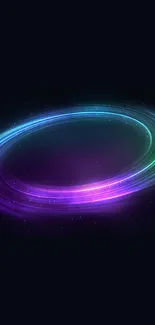 Colorful galaxy spiral wallpaper with vibrant light rings on a dark, starry background.