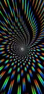 Colorful spiral pattern on black background.