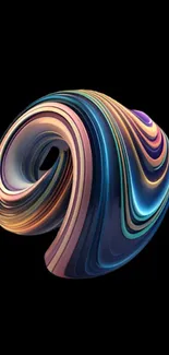 Colorful spiral design against a black background, ideal for phone wallpaper.