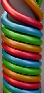 Colorful tubes spiraling in abstract design.