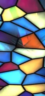 Vibrant abstract stained glass art in vivid colors.