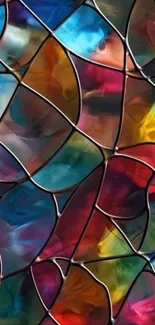 Abstract colorful stained glass design wallpaper.