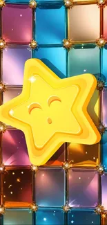 A 3D yellow star on a colorful gradient background.