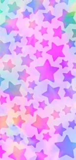 Colorful star pattern wallpaper with soft pastel hues.