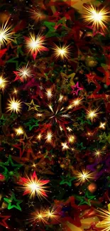 Vibrant starburst wallpaper with colorful stars on a dark background.