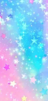 Pastel starry wallpaper with vibrant colors and sparkling stars.