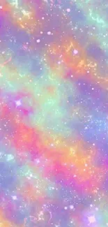 Vibrant pastel galaxy wallpaper with stars.