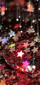 Vibrant starry glitter wallpaper with colorful, sparkling design.