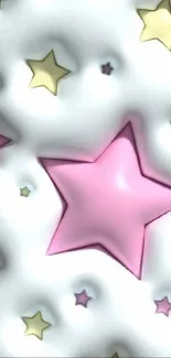 Colorful pink and yellow star wallpaper for mobile.