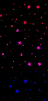 Colorful stars on a black background wallpaper.