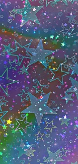 Colorful starry night mobile wallpaper with a galaxy theme.