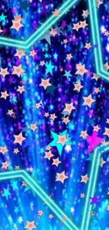 Vibrant starry night wallpaper with glowing blue and colorful stars.