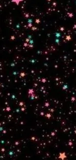 Colorful stars scattered on a black background wallpaper.