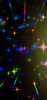 Colorful starry night wallpaper with glowing stars.