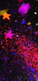 Vibrant starry wallpaper with colorful cosmic background.