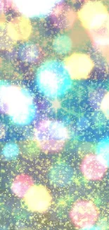 Colorful starry night wallpaper with vibrant sparkles.