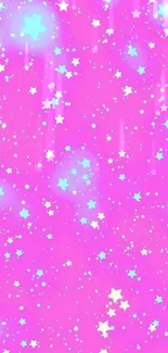 Vibrant pink and blue starry sky wallpaper with a celestial theme.