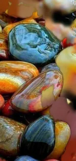 Colorful stones with glossy finish mobile wallpaper.