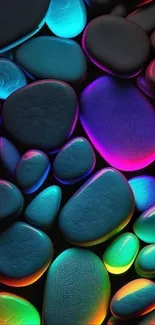 Colorful neon stones wallpaper with glow effect.