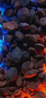 Vibrant stones with blue and orange lighting, perfect for mobile wallpaper.