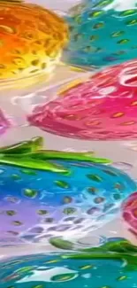 Colorful and artistic strawberries in vibrant hues.