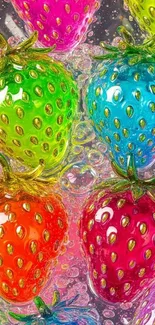 Vibrant glass strawberry pattern in assorted colors.
