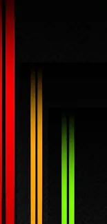 Vibrant stripes wallpaper with red, yellow, and green on dark background.