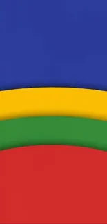 Mobile wallpaper with bold blue, yellow, green, and red stripes.