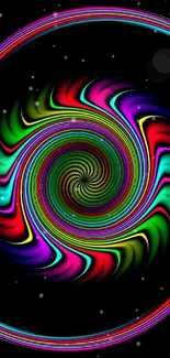 Colorful neon swirl wallpaper with dynamic and vibrant design.