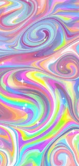 Colorful pastel swirl abstract phone wallpaper with vibrant hues.