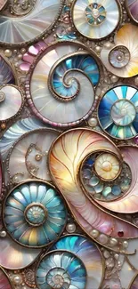 Colorful swirl shell wallpaper with intricate patterns.