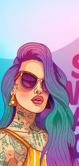 Vibrant tattoo art mobile wallpaper with colorful design and modern style.