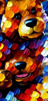 Colorful abstract teddy bear wallpaper with vibrant brushstrokes.