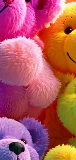Bright colorful teddy bears wallpaper for mobile.